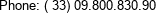 Phone: (+33) 09.800.830.90