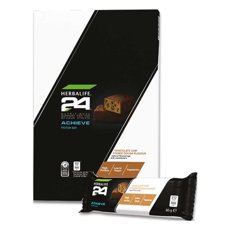 H24 Achieve Bar Chocolate Chip Cookie Dough 6 x 60g bars per box